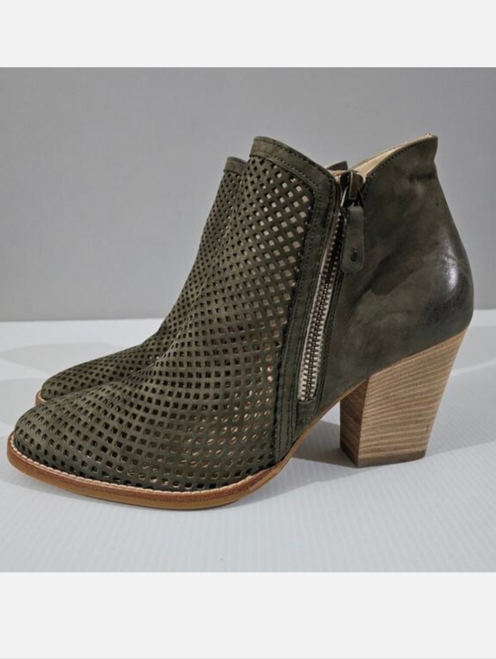 Paul Green Bonzai Ankle Boot Womens UK 5 Green Nubuck Leather Perforated